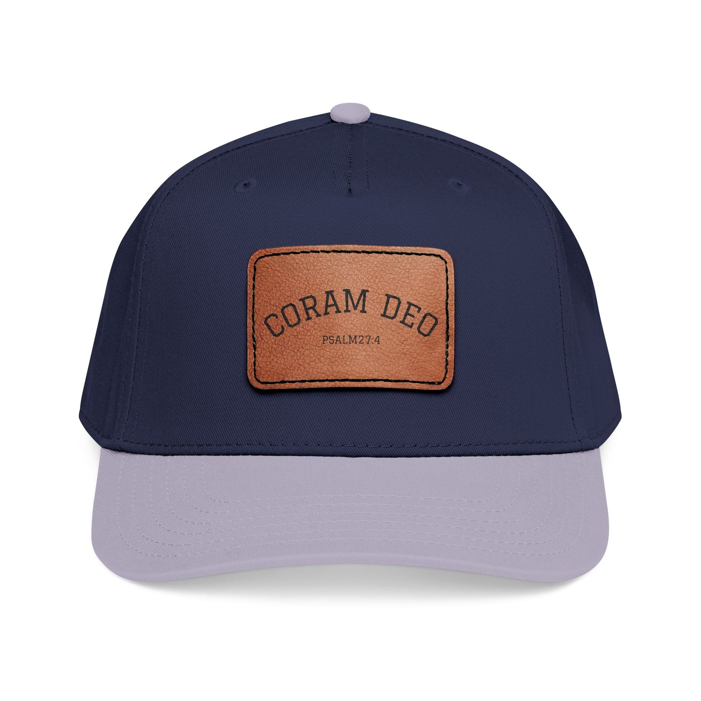 Leather Patch Baseball Cap — "Coram Deo" Mid-Profile Hat
