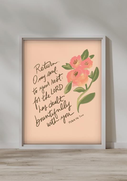 Return, O My Soul | Psalm 55:22 Art Print