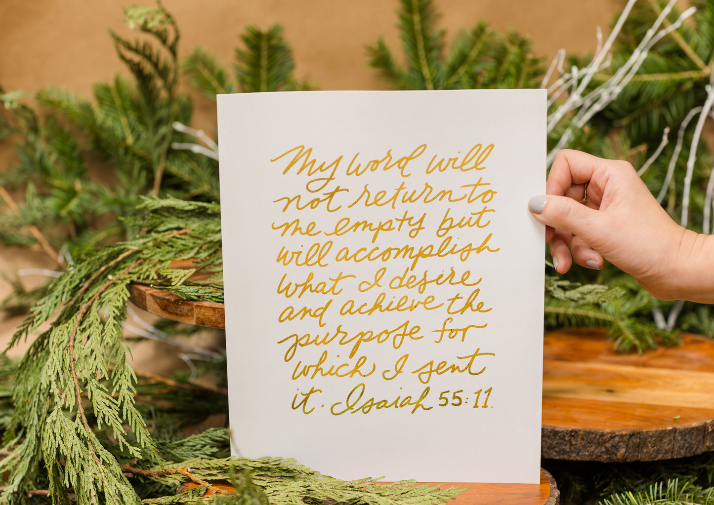 My Word Will Not Return to Me Empty | Isaiah 55:11 | Hand-lettered Gold Foil Print