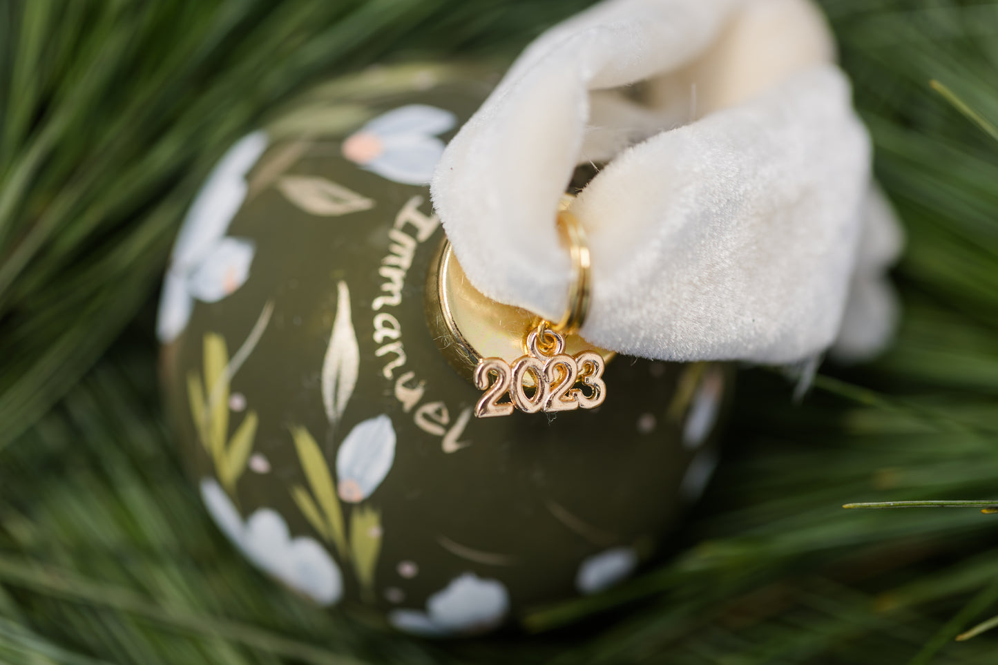 Olive Green | Immanuel Hand-Painted, Heirloom Ceramic Ornament