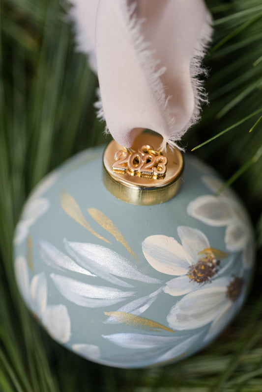Sage Blue | Immanuel Hand-Painted, Heirloom Ceramic Ornament