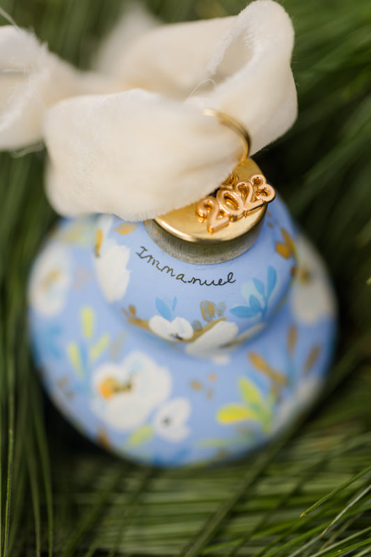 Periwinkle Blue| Hand-Painted Heirloom Ceramic Ornament