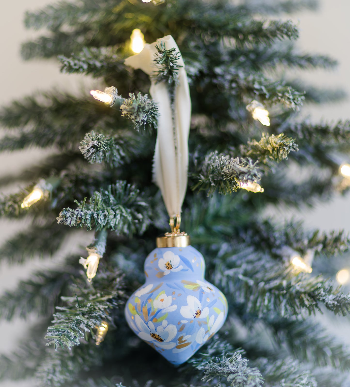 Periwinkle Blue, Hand-Painted, Heirloom Ceramic Ornament