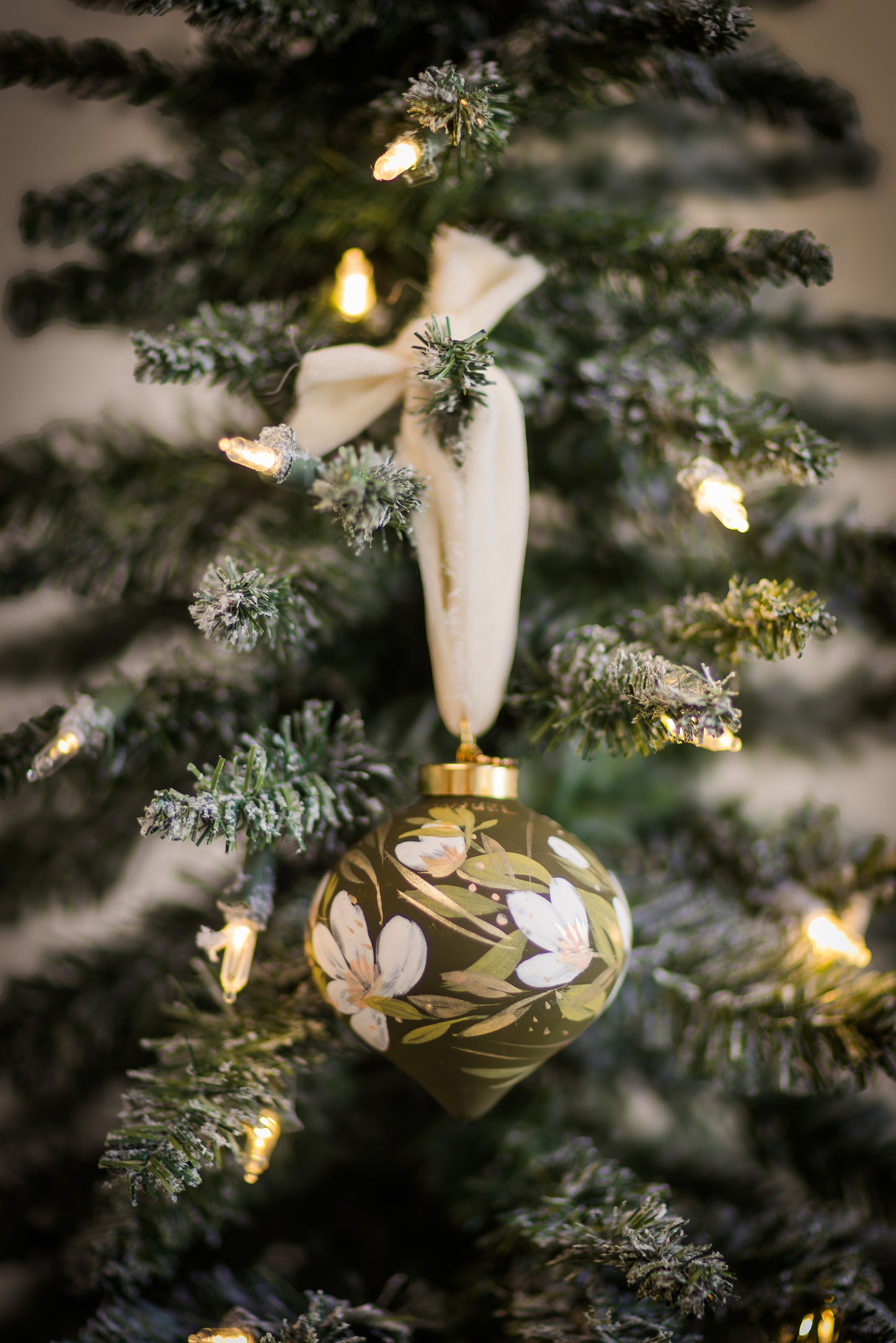 Olive Green, Hand-Painted, Heirloom Ceramic Ornament
