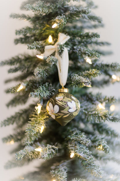 Olive Green, Hand-Painted, Heirloom Ceramic Ornament