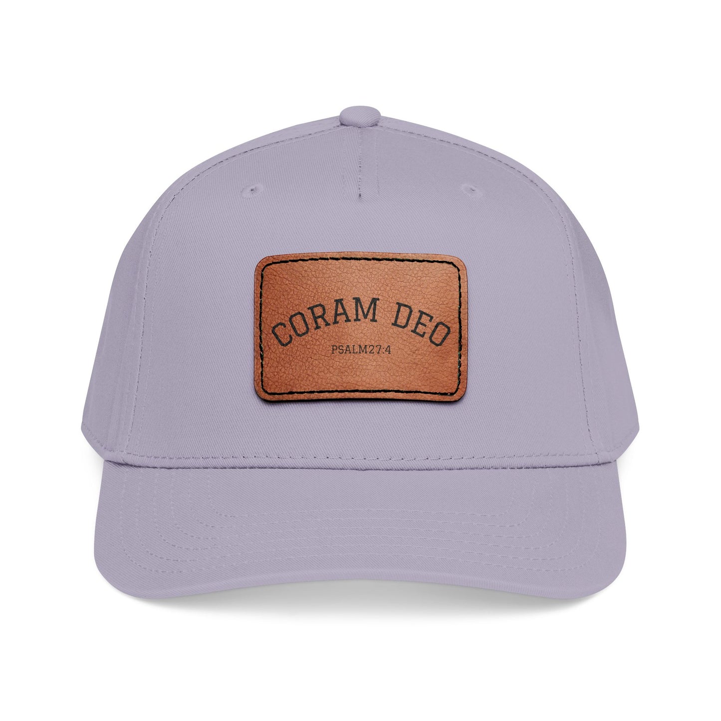 Leather Patch Baseball Cap — "Coram Deo" Mid-Profile Hat
