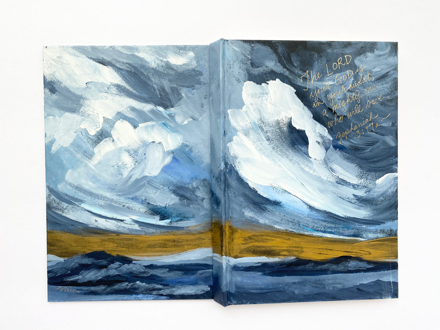 Golden Sky No.2 | Hand-painted Journal with Zephaniah3:17a