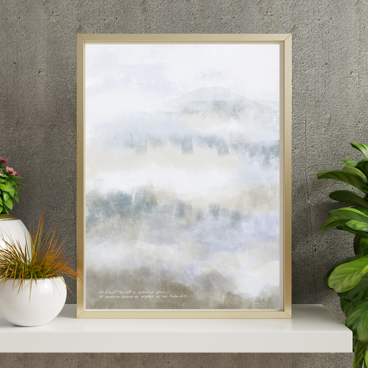 A Spacious Place, Psalm 18:19, Serene Abstract Landscape, Hand Lettered Scripture Art Print