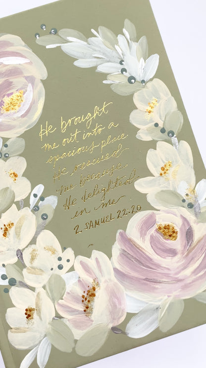 A Spacious Place | Hand-painted Journal with 2 Samuel 22:20