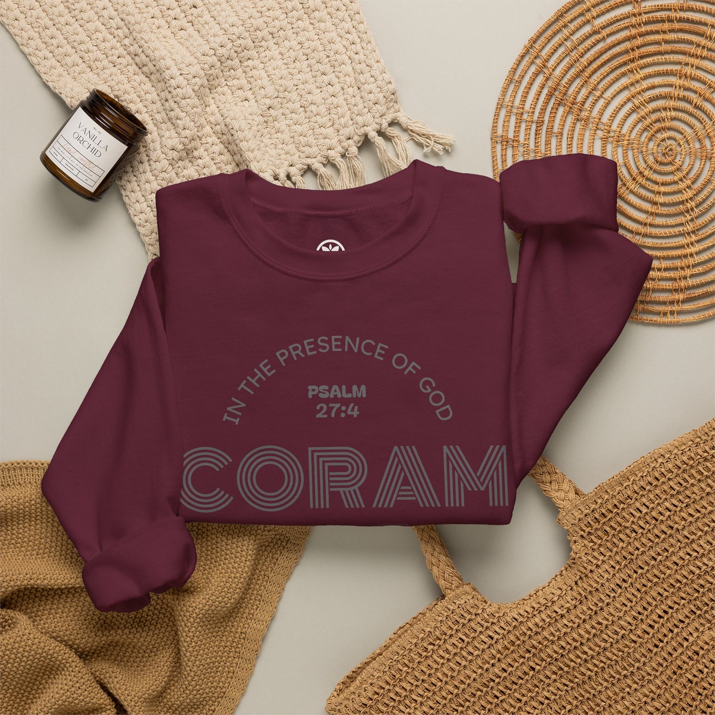 Coram Deo Crewneck Sweatshirt — Psalm 27:4 Christian Faith Pullover