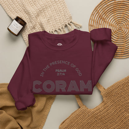 Coram Deo Crewneck Sweatshirt — Psalm 27:4 Christian Faith Pullover