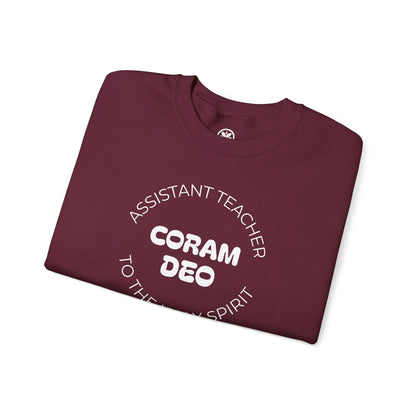Crewneck Sweatshirt — "Coram Deo" Assistant Teacher Christian Shirt