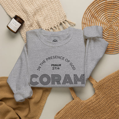 Coram Deo Crewneck Sweatshirt — Psalm 27:4 Christian Faith Pullover