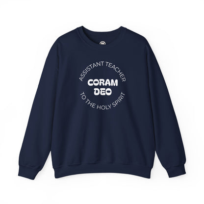 Crewneck Sweatshirt — "Coram Deo" Assistant Teacher Christian Shirt