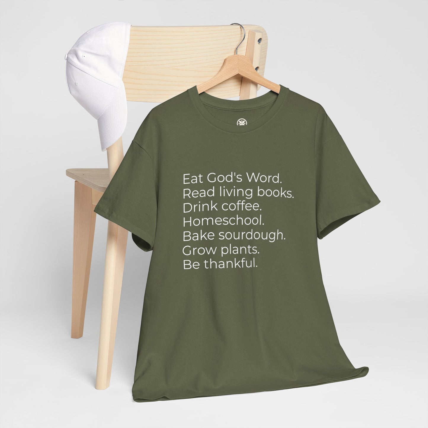 Eat God’s Word. Read living books. Drink coffee. Daily Faith Christian Lifestyle T‑Shirt