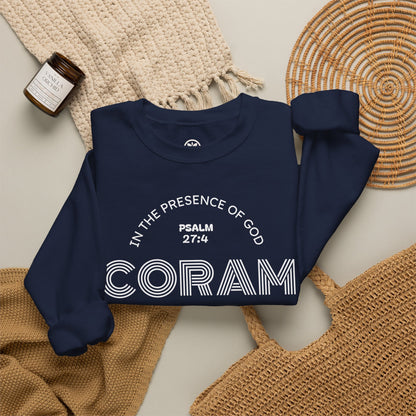 Coram Deo Crewneck Sweatshirt — Psalm 27:4 Christian Faith Pullover