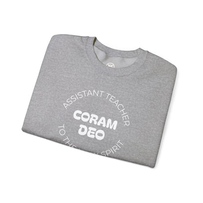 Crewneck Sweatshirt — "Coram Deo" Assistant Teacher Christian Shirt