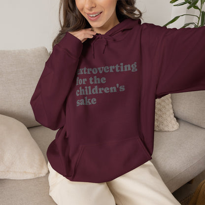Hoodie — “extroverting for the children's sake” Minimalist Comfort Pullover