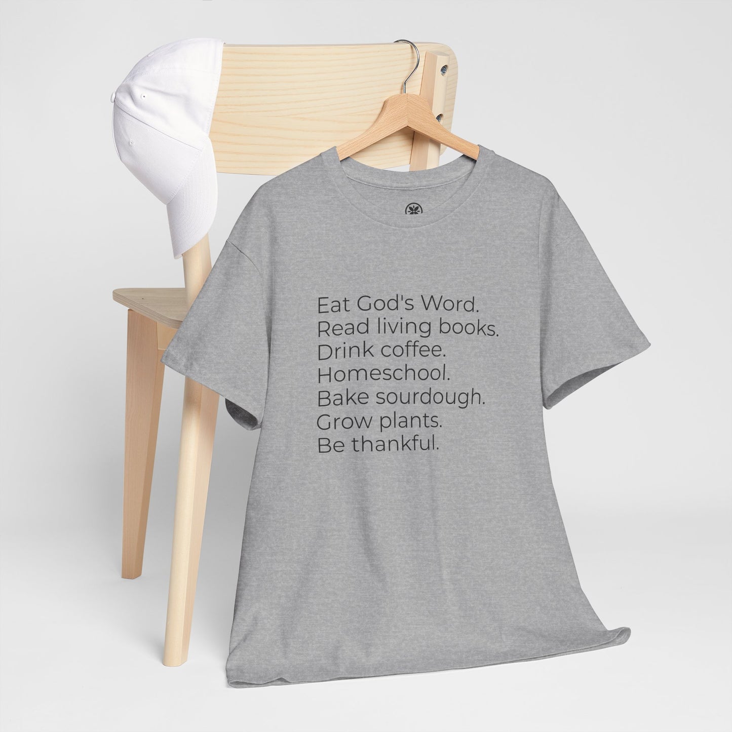 Eat God’s Word. Read living books. Drink coffee. Daily Faith Christian Lifestyle T‑Shirt