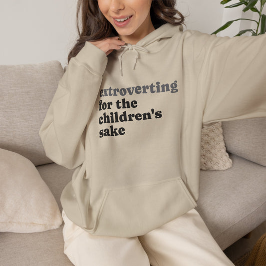 “Extroverting for the children's sake” Minimalist Comfort Pullover Hoodie