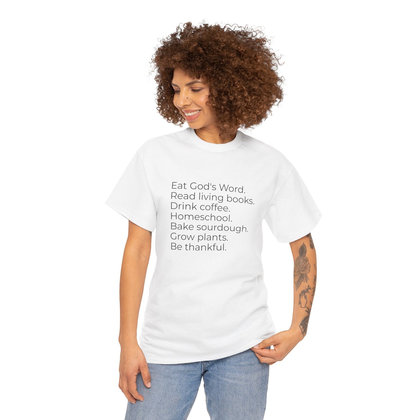 Eat God’s Word. Read living books. Drink coffee. Daily Faith Christian Lifestyle T‑Shirt