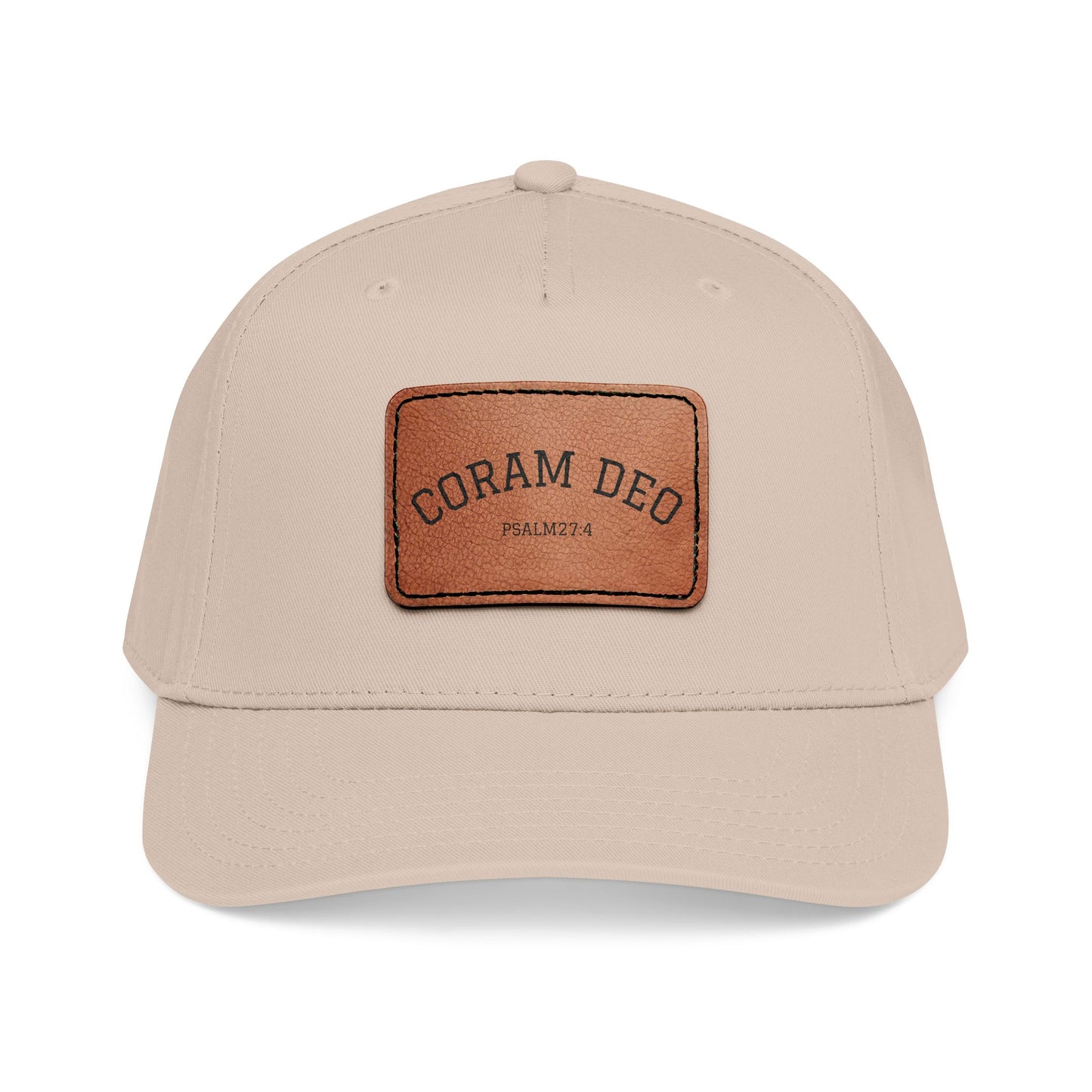 Leather Patch Baseball Cap — "Coram Deo" Mid-Profile Hat