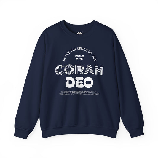 Coram Deo Crewneck Sweatshirt — Psalm 27:4 Christian Faith Pullover