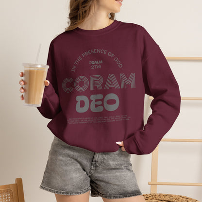Coram Deo Crewneck Sweatshirt — Psalm 27:4 Christian Faith Pullover
