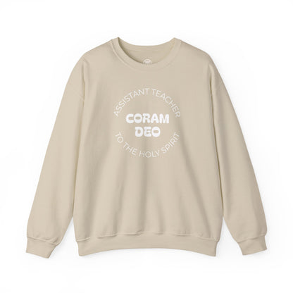 Crewneck Sweatshirt — "Coram Deo" Assistant Teacher Christian Shirt