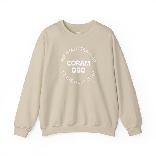 Crewneck Sweatshirt — "Coram Deo" Assistant Teacher Christian Shirt