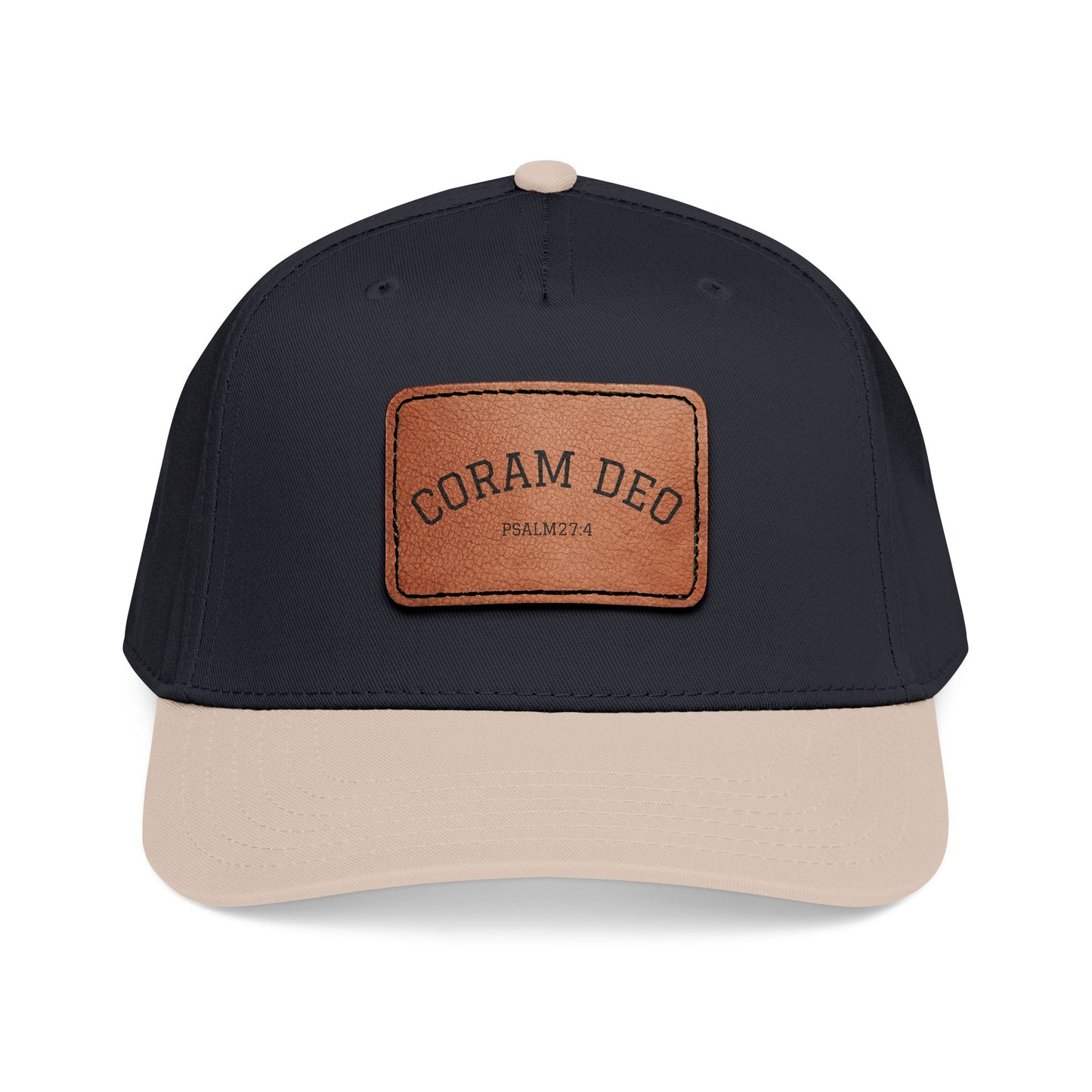 Leather Patch Baseball Cap — "Coram Deo" Mid-Profile Hat