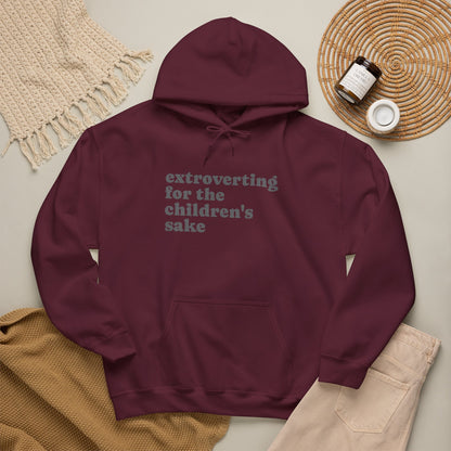 Hoodie — “extroverting for the children's sake” Minimalist Comfort Pullover