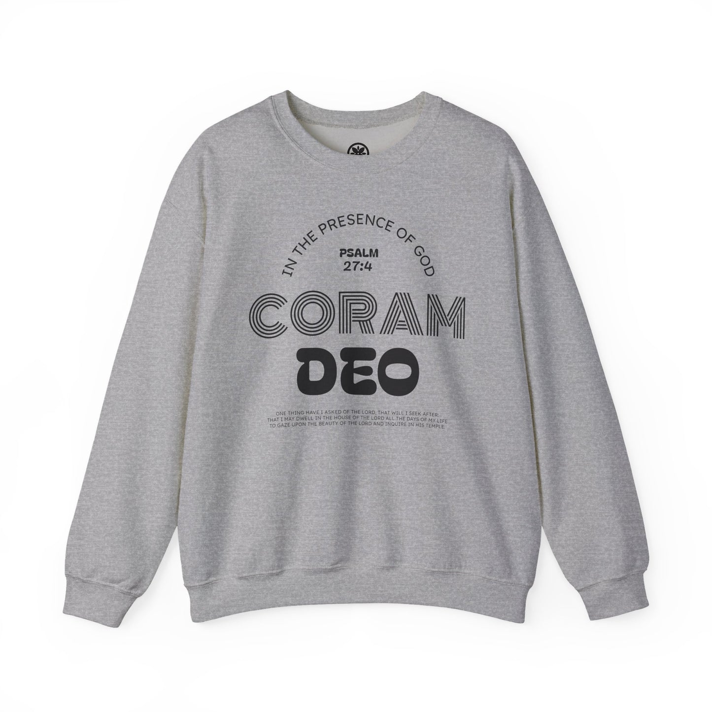 Coram Deo Crewneck Sweatshirt — Psalm 27:4 Christian Faith Pullover