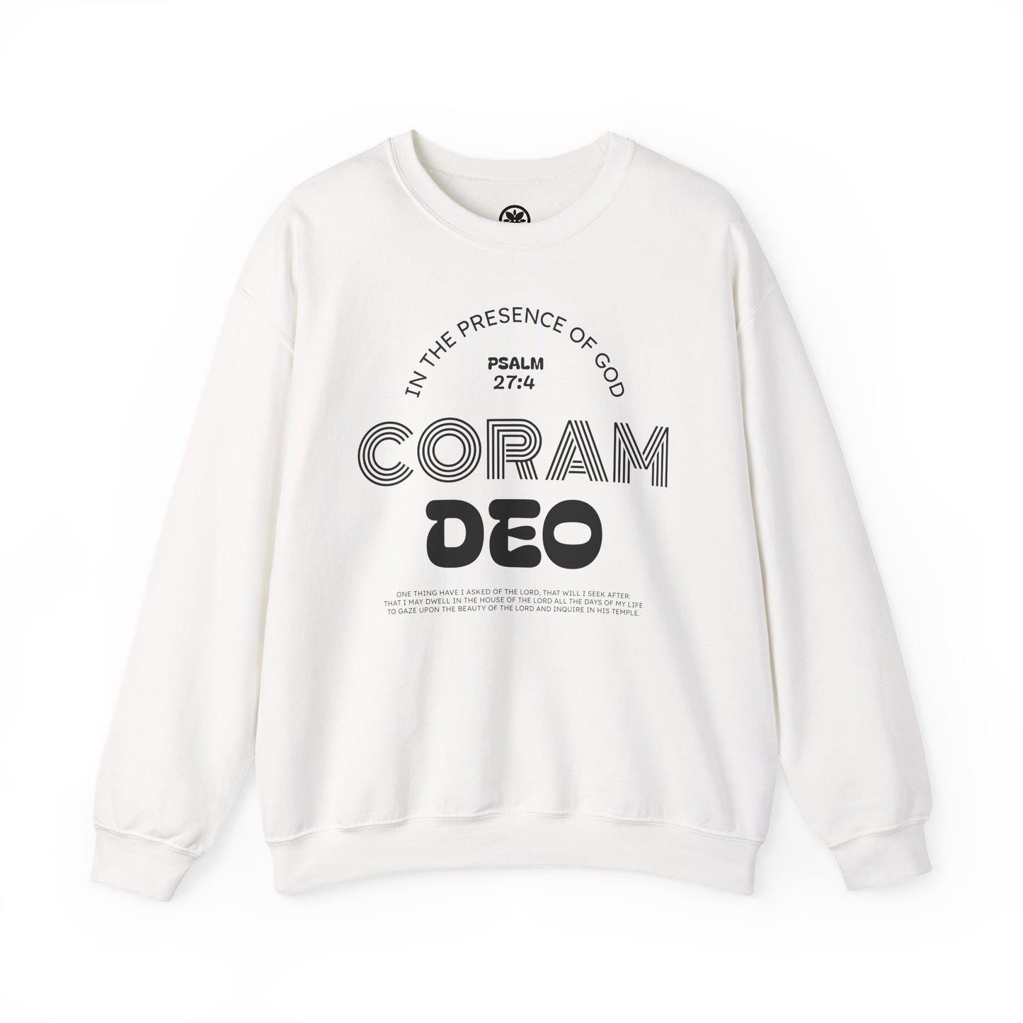 Coram Deo Crewneck Sweatshirt — Psalm 27:4 Christian Faith Pullover