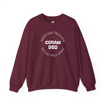 Crewneck Sweatshirt — "Coram Deo" Assistant Teacher Christian Shirt