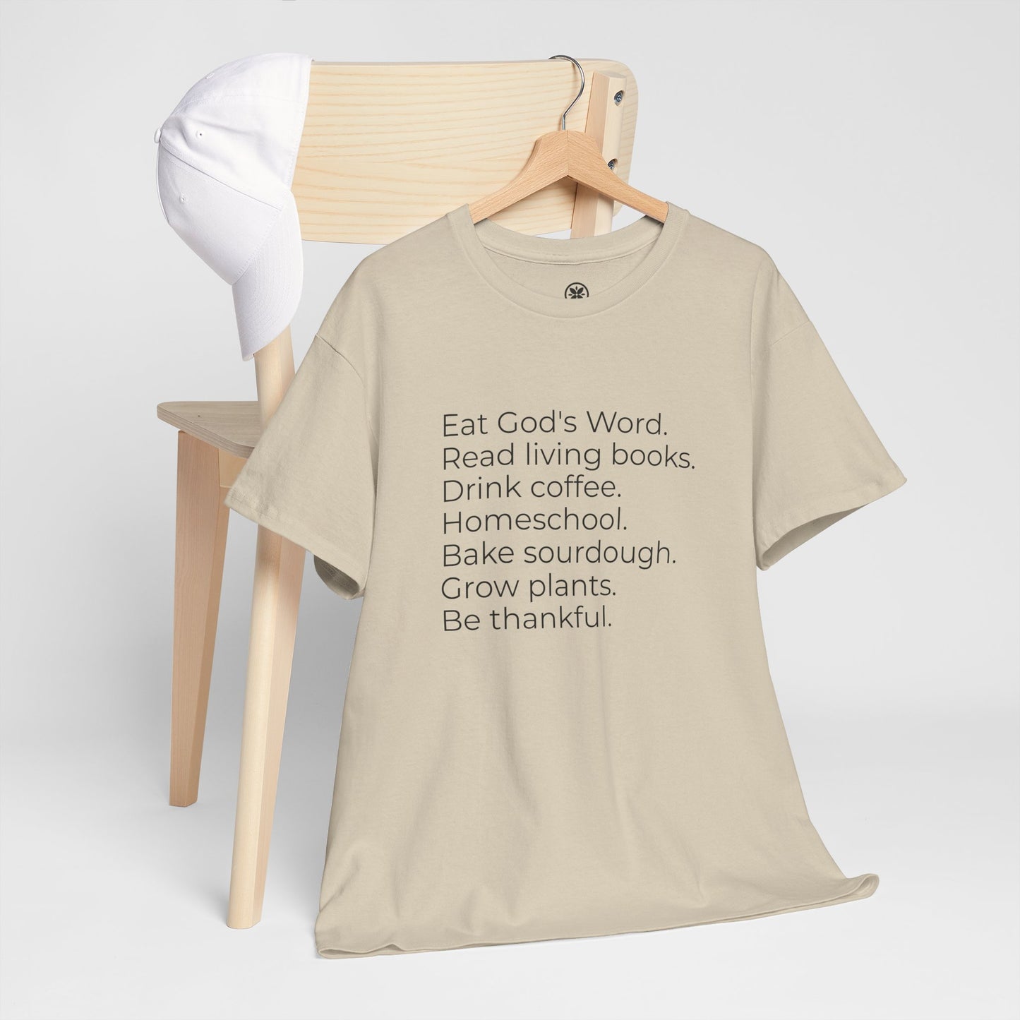 Eat God’s Word. Read living books. Drink coffee. Daily Faith Christian Lifestyle T‑Shirt