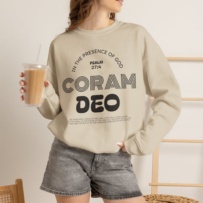 Coram Deo Crewneck Sweatshirt — Psalm 27:4 Christian Faith Pullover