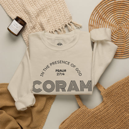 Coram Deo Crewneck Sweatshirt — Psalm 27:4 Christian Faith Pullover