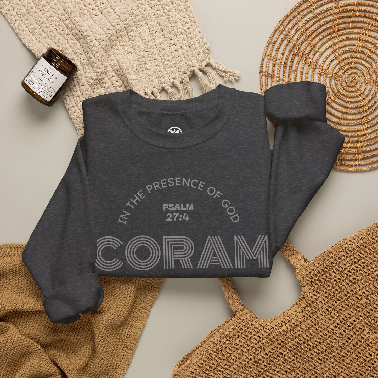 Coram Deo Crewneck Sweatshirt — Psalm 27:4 Christian Faith Pullover