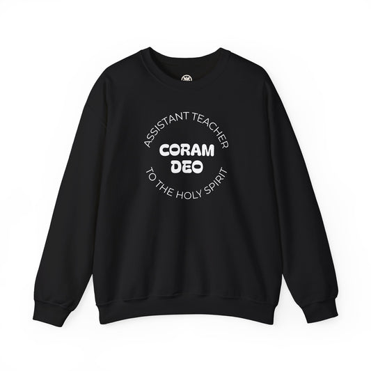 Crewneck Sweatshirt — "Coram Deo" Assistant Teacher Christian Shirt