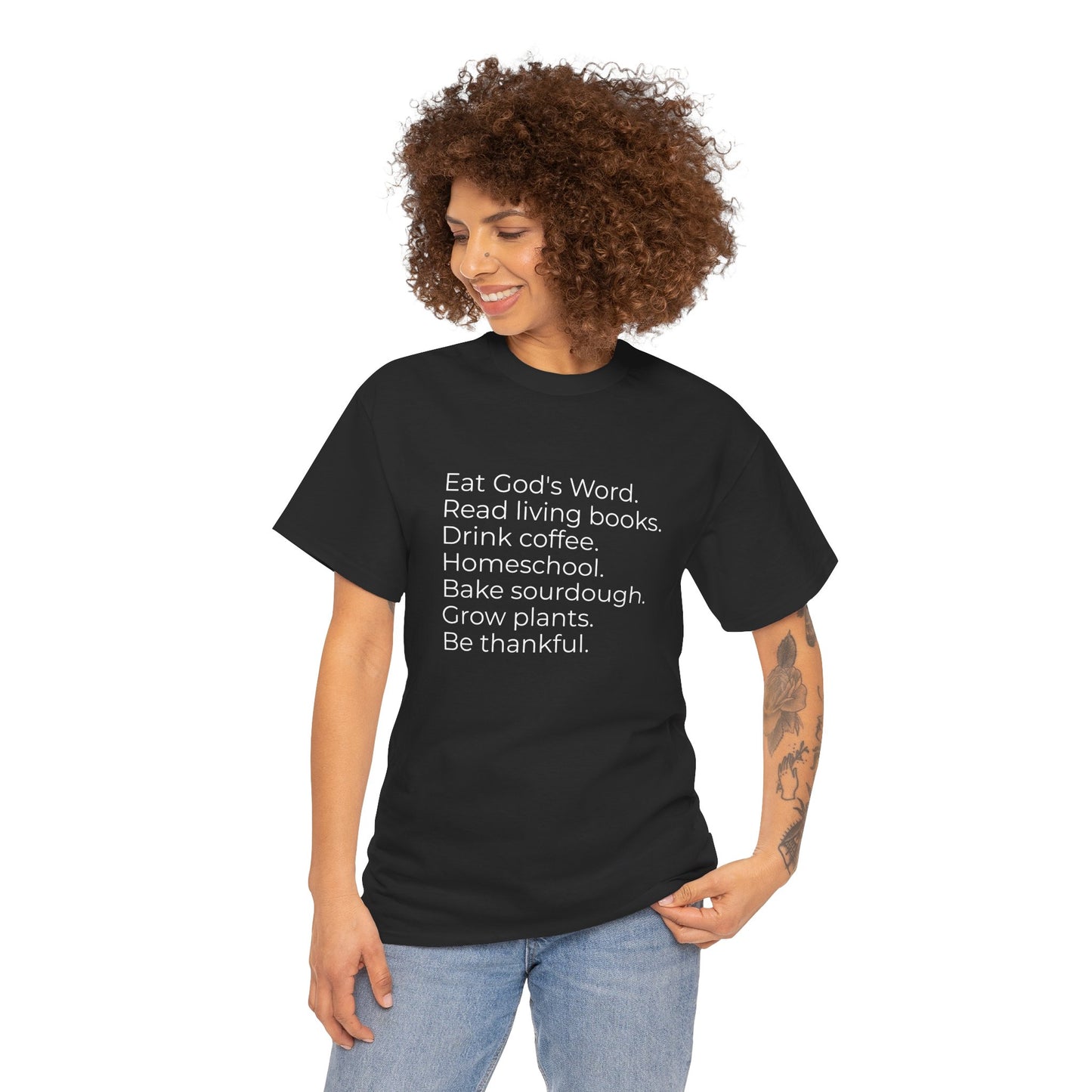 Eat God’s Word. Read living books. Drink coffee. Daily Faith Christian Lifestyle T‑Shirt