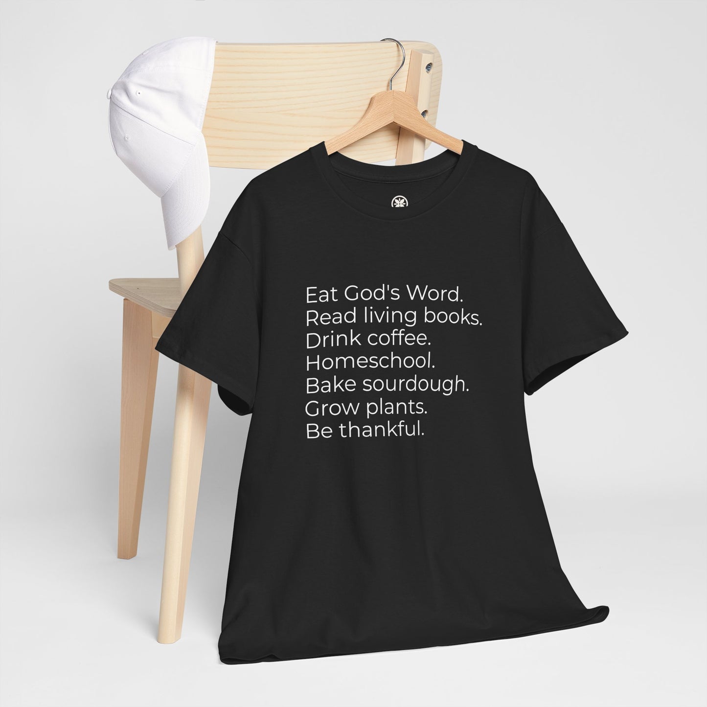 Eat God’s Word. Read living books. Drink coffee. Daily Faith Christian Lifestyle T‑Shirt