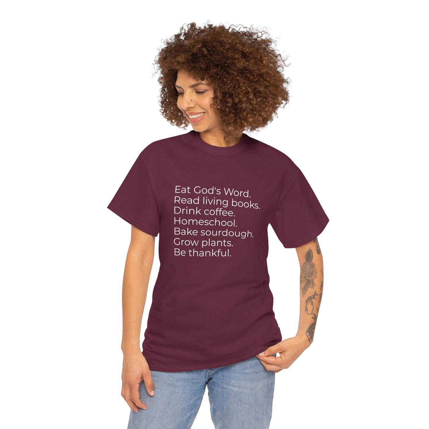Eat God’s Word. Read living books. Drink coffee. Daily Faith Christian Lifestyle T‑Shirt