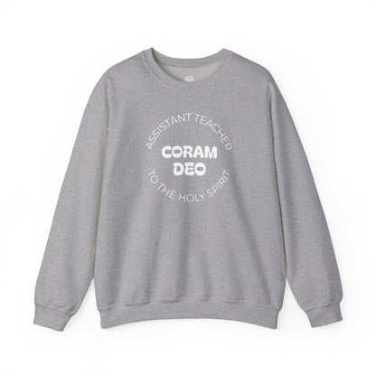 Crewneck Sweatshirt — "Coram Deo" Assistant Teacher Christian Shirt