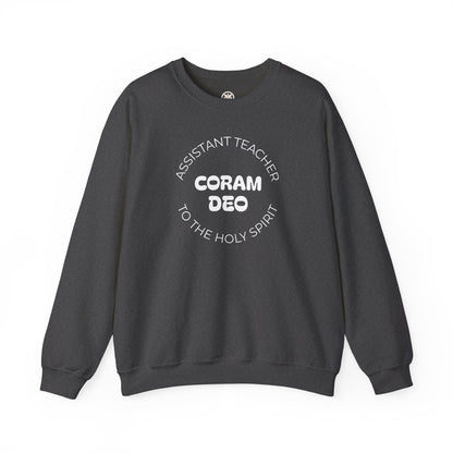 Crewneck Sweatshirt — "Coram Deo" Assistant Teacher Christian Shirt