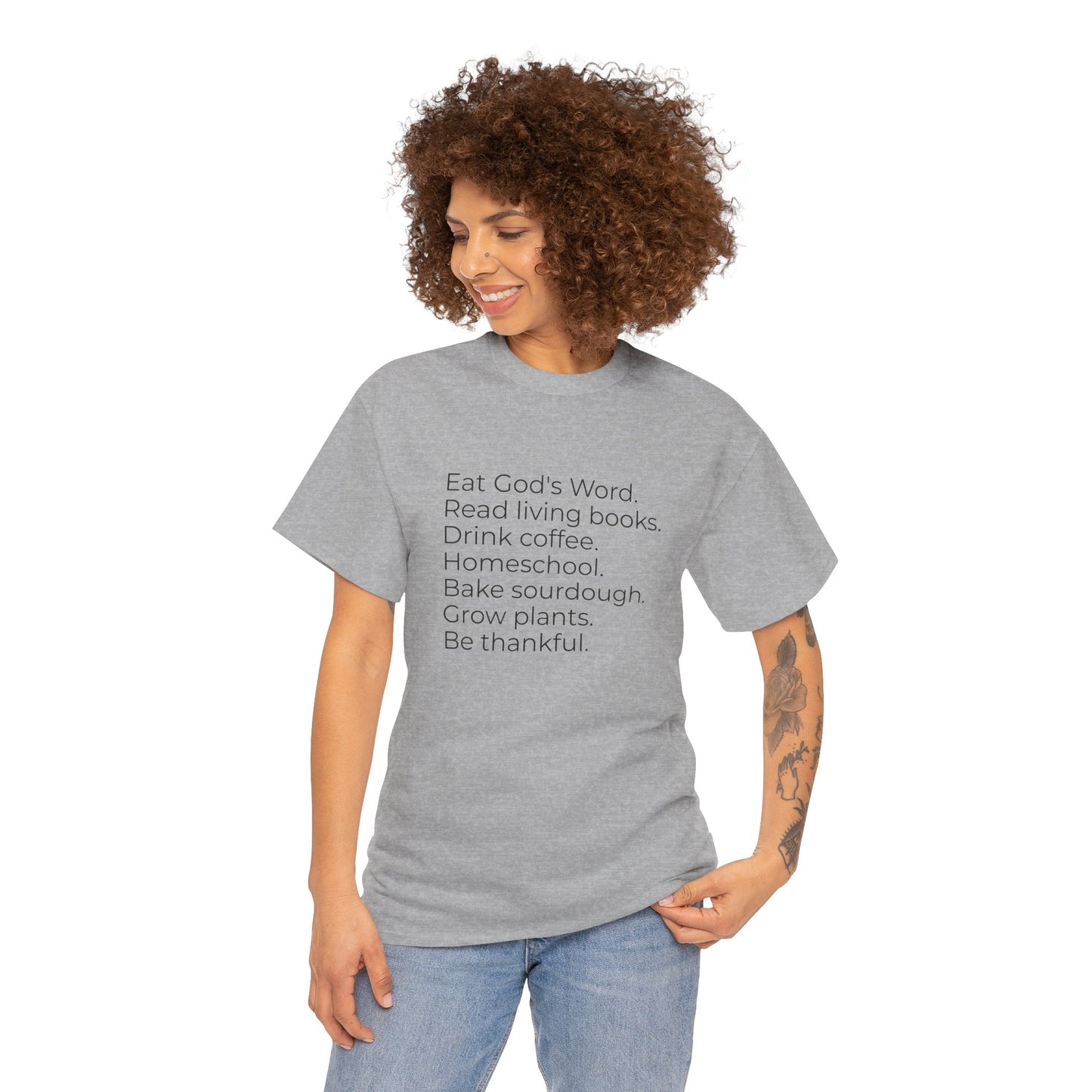 Eat God’s Word. Read living books. Drink coffee. Daily Faith Christian Lifestyle T‑Shirt