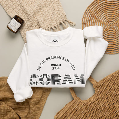 Coram Deo Crewneck Sweatshirt — Psalm 27:4 Christian Faith Pullover