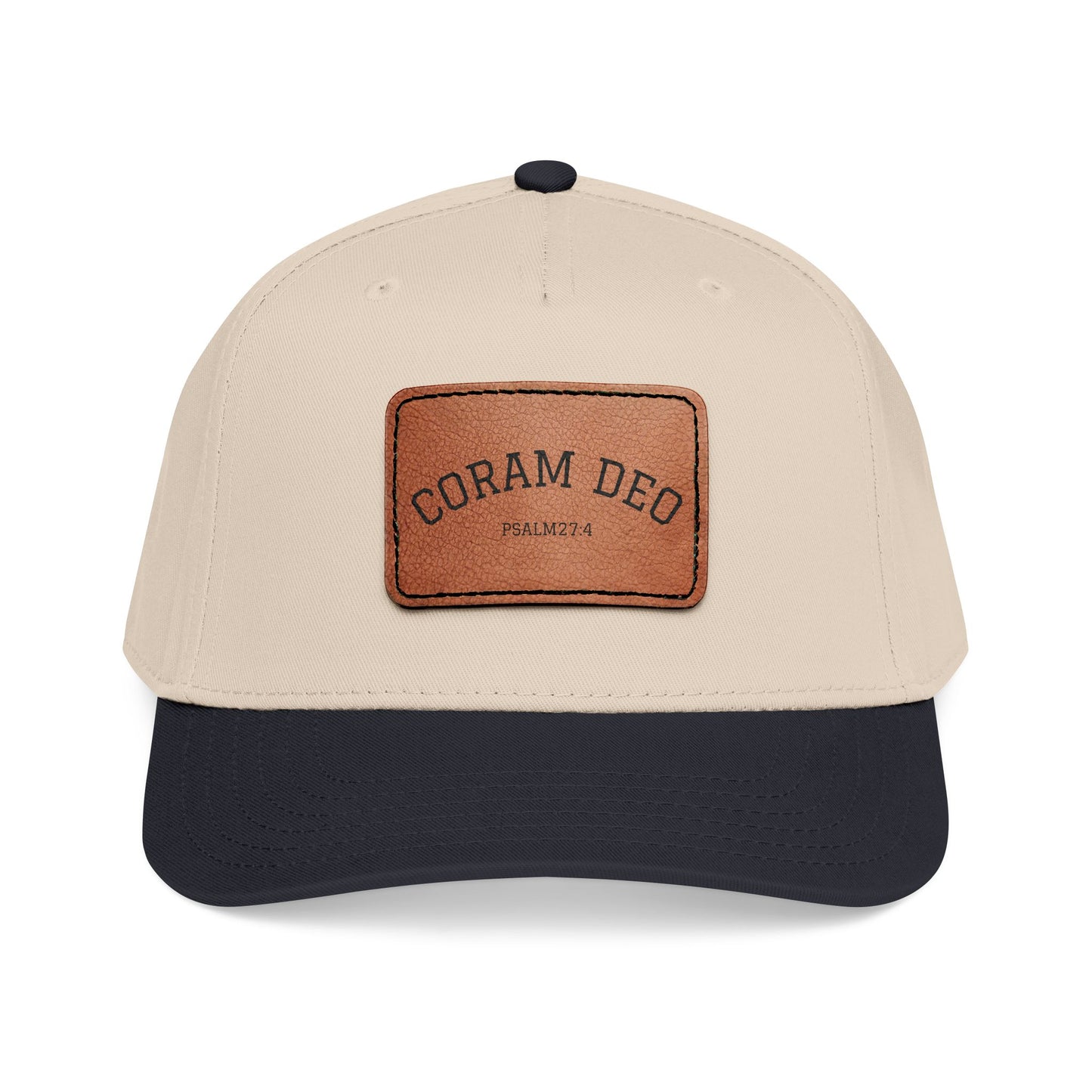 Leather Patch Baseball Cap — "Coram Deo" Mid-Profile Hat