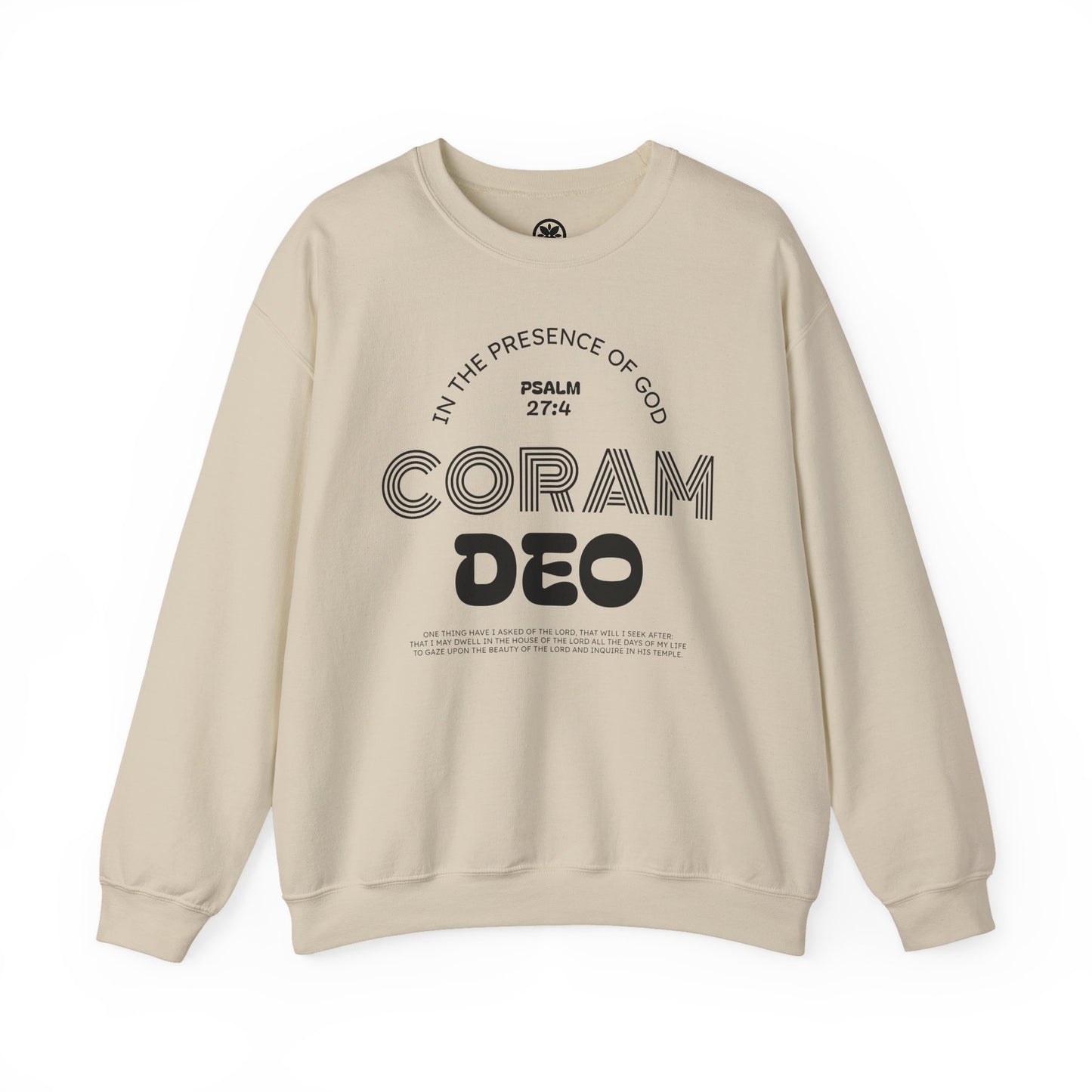 Coram Deo Crewneck Sweatshirt — Psalm 27:4 Christian Faith Pullover