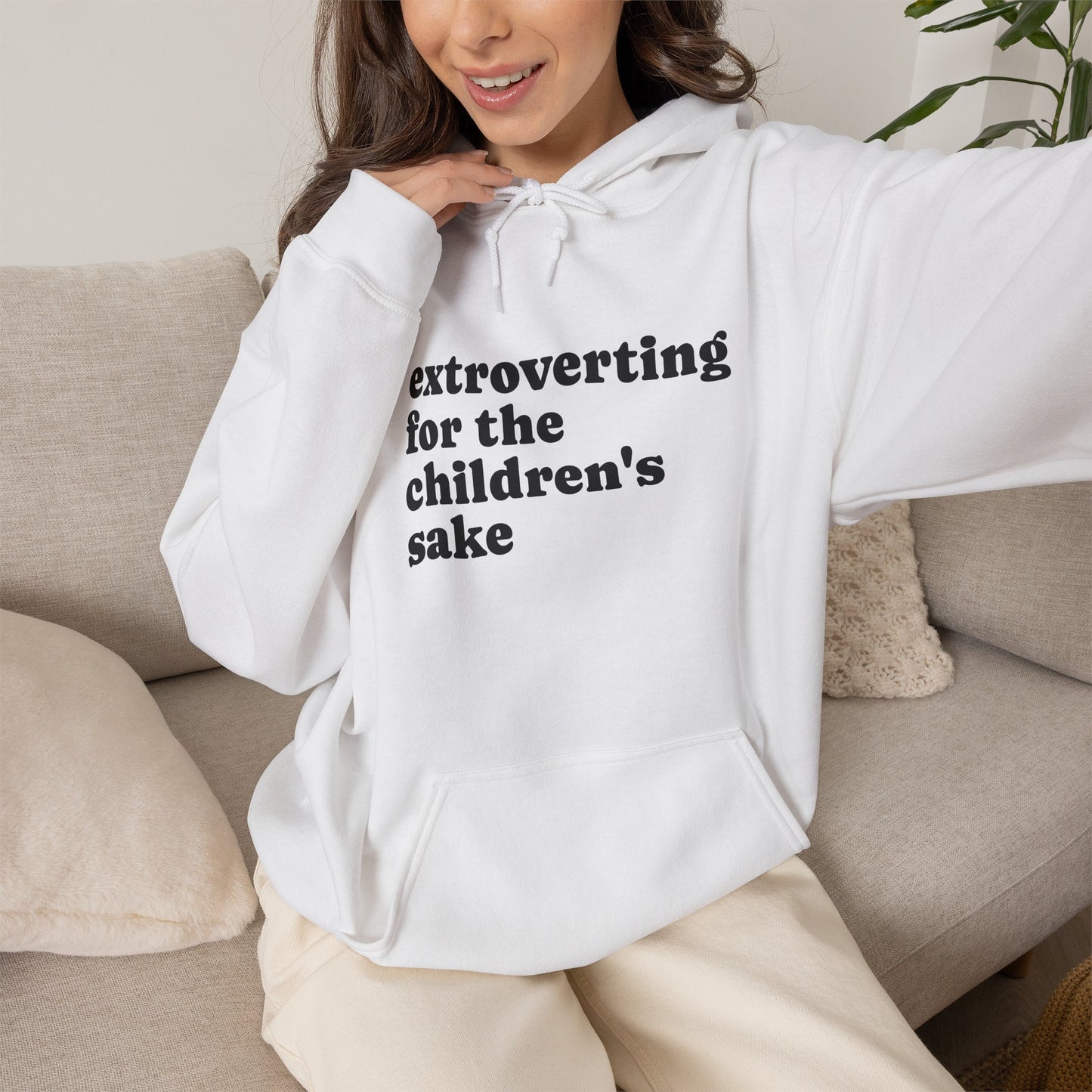 Hoodie — “extroverting for the children's sake” Minimalist Comfort Pullover